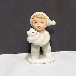 HOMCO Snow Baby Holding Polar Bear Cub 3" Winter 5501 Child Figurine Porcelain